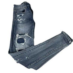 American Eagle Sz 2 Super Low Jegging Super Stretch Skinny Jeans Distressed